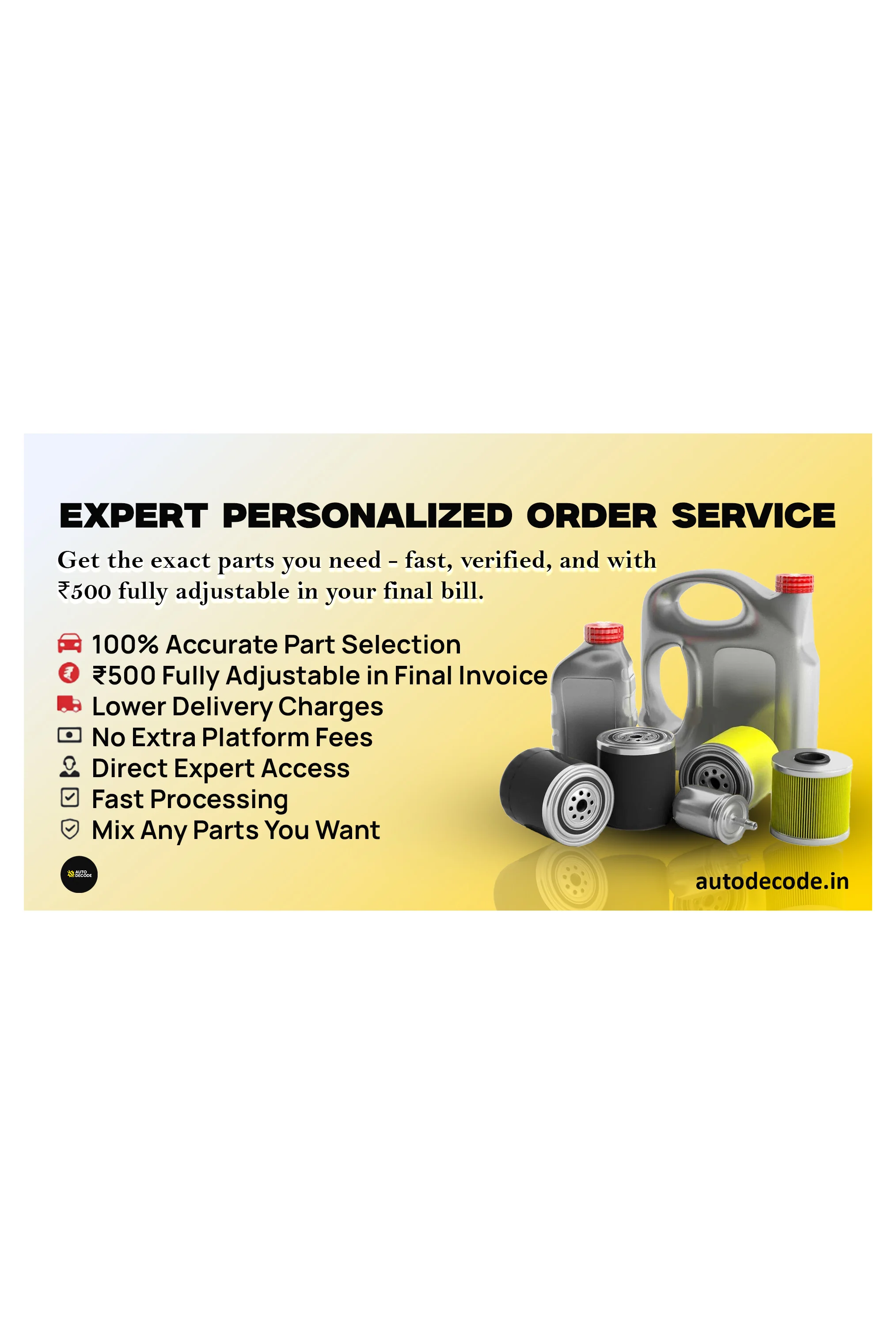 Auto Decode Personalized Car Parts Order Service ₹500 VIN Compatibility & Expert Consultation India