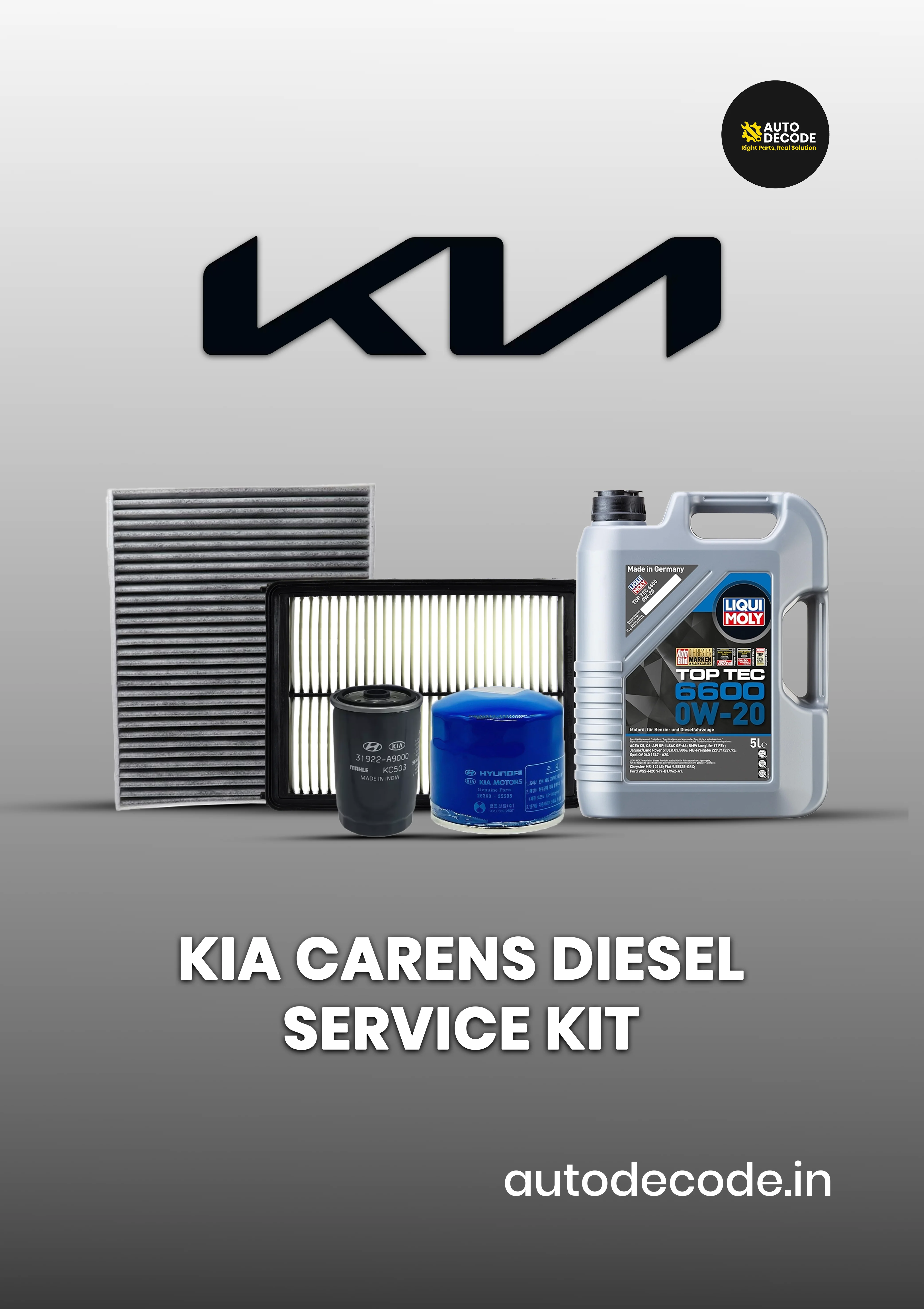 Kia Carens Diesel Service Kit – Liqui Moly 0W20 Oil