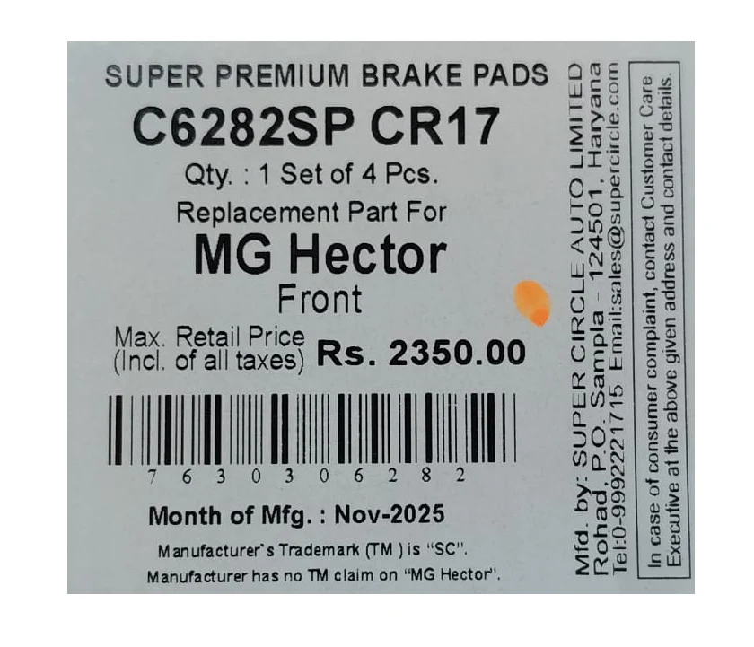 Front Brake Pads For MG Hector – Super Circle (Super Premium) - Image 4